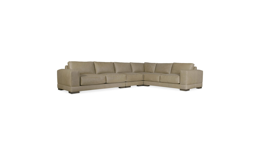 Bernhardt Lars Leather Sectional Sofa With Throw Pillows-Jenniferfurniture