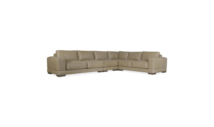 Bernhardt Lars Leather Sectional Sofa With Throw Pillows-Jenniferfurniture