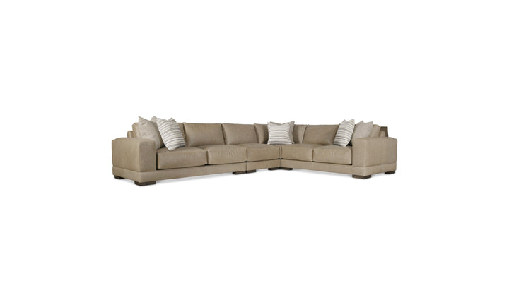 Bernhardt Lars Leather Sectional Sofa With Throw Pillows-Jenniferfurniture