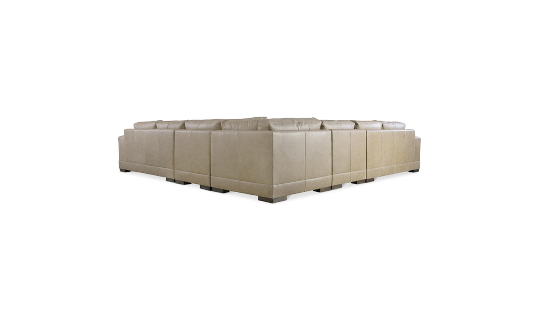 Bernhardt Lars Leather Sectional Sofa With Throw Pillows-Jenniferfurniture