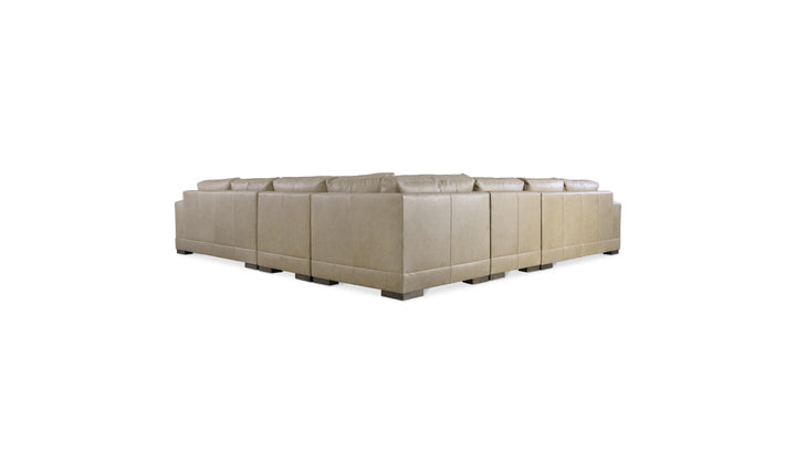 Bernhardt Lars Leather Sectional Sofa With Throw Pillows-Jenniferfurniture