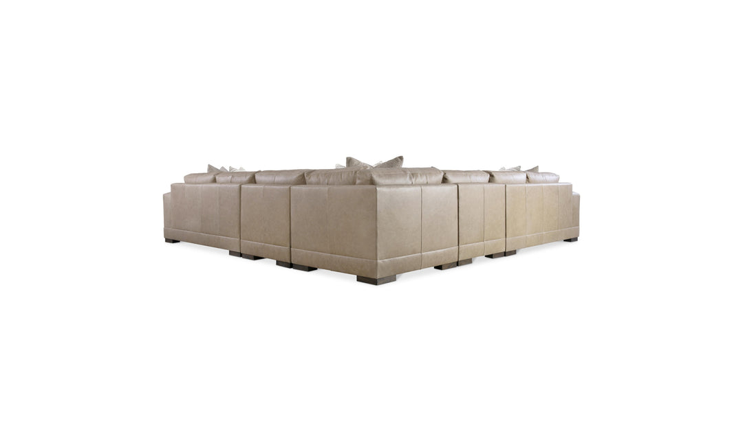Bernhardt Lars Leather Sectional Sofa With Throw Pillows-Jenniferfurniture