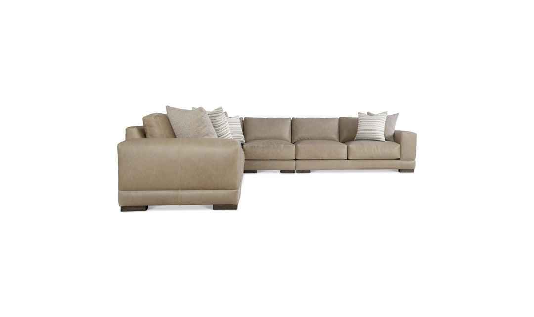 Bernhardt Lars Leather Sectional Sofa With Throw Pillows-Jenniferfurniture