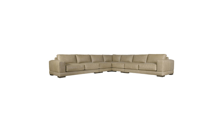 Bernhardt Lars Leather Sectional Sofa With Throw Pillows-Jenniferfurniture