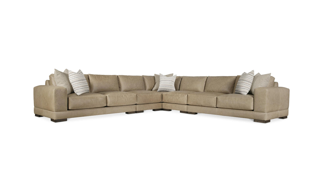 Bernhardt Lars Leather Sectional Sofa With Throw Pillows-Jenniferfurniture