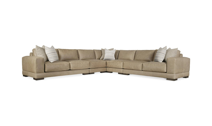 Bernhardt Lars Leather Sectional Sofa With Throw Pillows-Jenniferfurniture