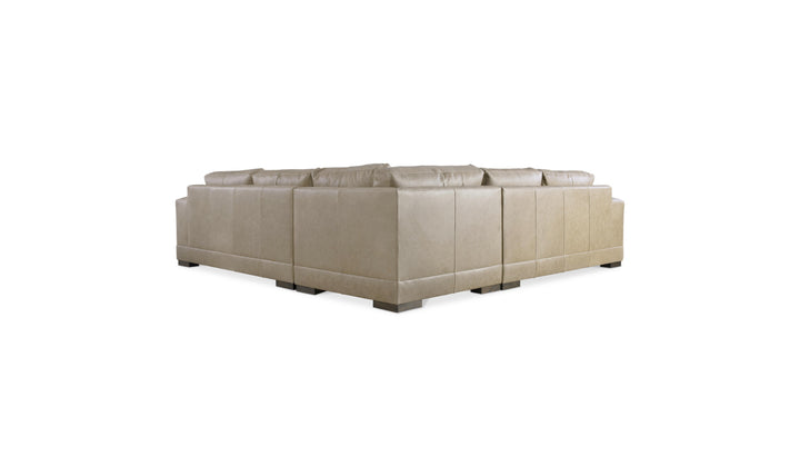 Bernhardt Lars Leather Sectional Sofa With Throw Pillows-Jenniferfurniture