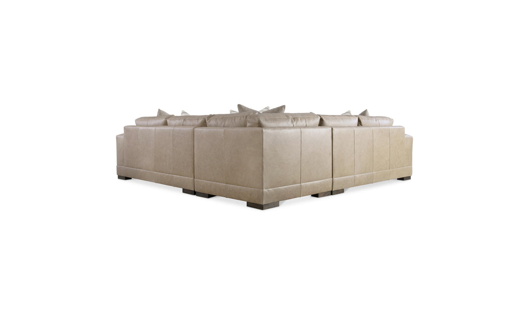 Bernhardt Lars Leather Sectional Sofa With Throw Pillows-Jenniferfurniture