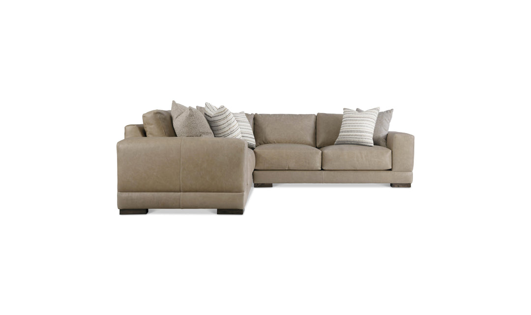 Bernhardt Lars Leather Sectional Sofa With Throw Pillows-Jenniferfurniture
