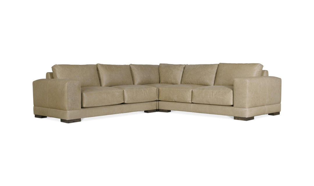 Bernhardt Lars Leather Sectional Sofa With Throw Pillows-Jenniferfurniture