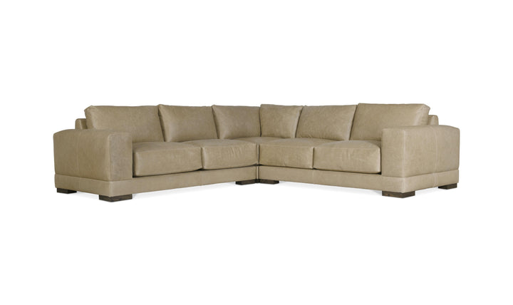 Bernhardt Lars Leather Sectional Sofa With Throw Pillows-Jenniferfurniture