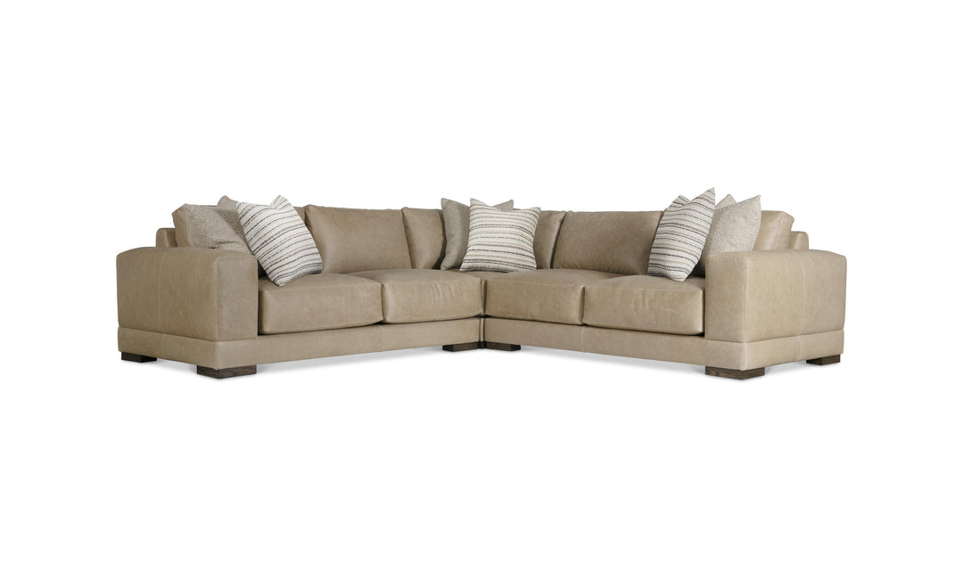 Bernhardt Lars Leather Sectional Sofa With Throw Pillows-Jenniferfurniture