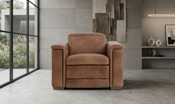 Bernhardt Lioni Leather Power Motion Chair with Pop-Up Headrest