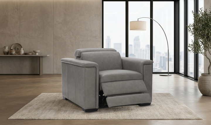 Bernhardt Lioni Leather Power Motion Chair with Pop-Up Headrest
