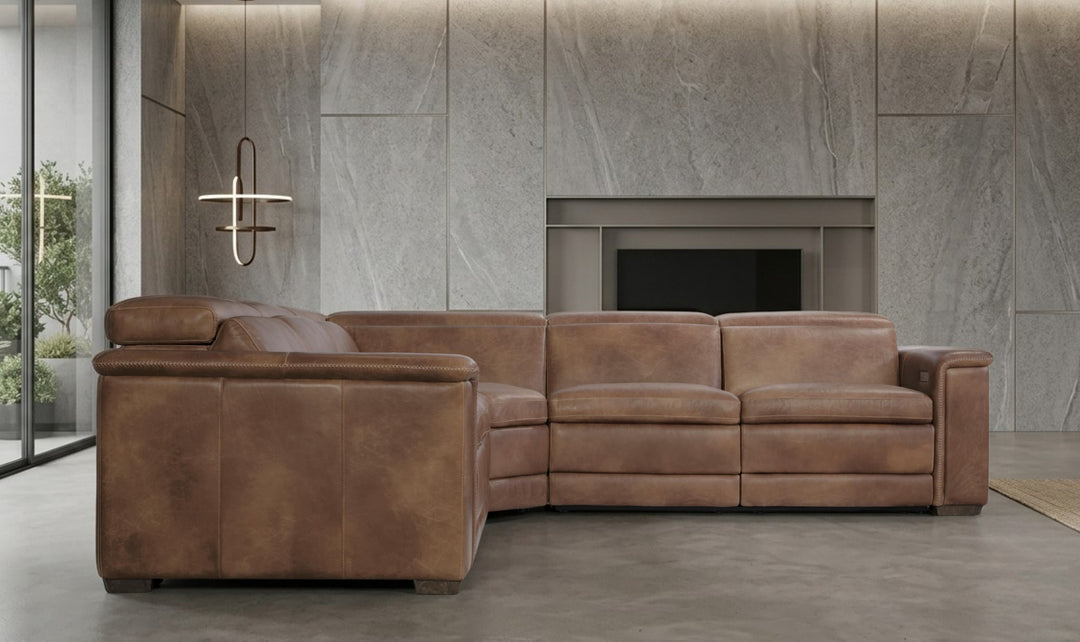 Bernhardt Lioni Leather Power Motion Sectional Sofa With USB Port