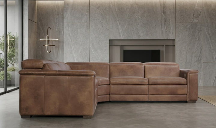 Bernhardt Lioni Leather Power Motion Sectional Sofa With USB Port