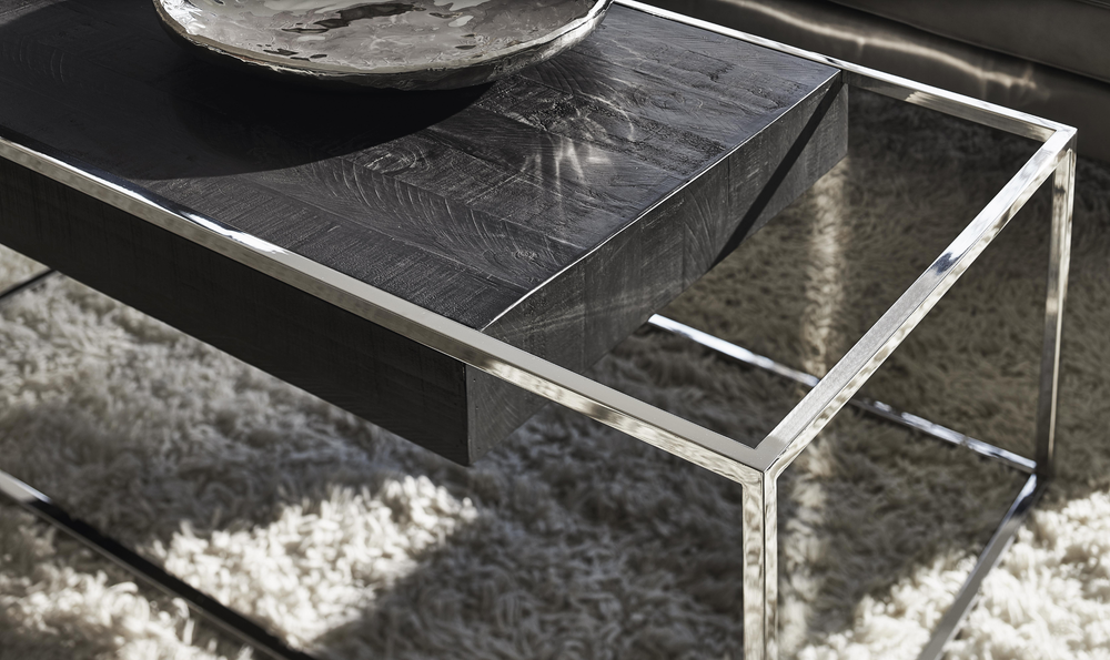 Bernhardt Loft Beacon Metal Cocktail Table with Stainless Steel Frame - Jennifer Furniture