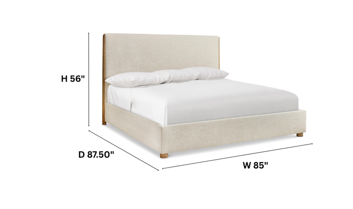 Bernhardt Brasea Upholstered King Panel Bed with Mahogany Wood Frame