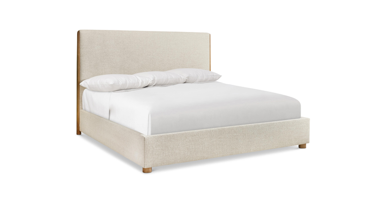 Bernhardt Brasea Upholstered King Panel Bed with Mahogany Wood Frame