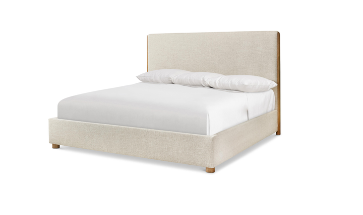 Bernhardt Loft Brasea Upholstered king Panel Bed with Mahogany Wood Frame-Jennifer Furniture
