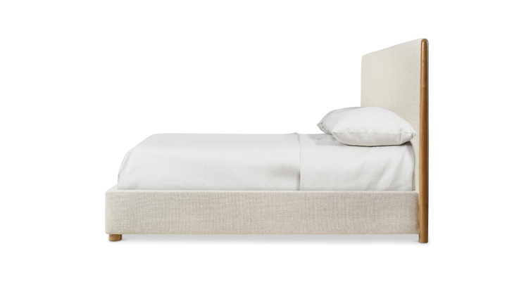 Bernhardt Brasea Upholstered King Panel Bed with Mahogany Wood Frame