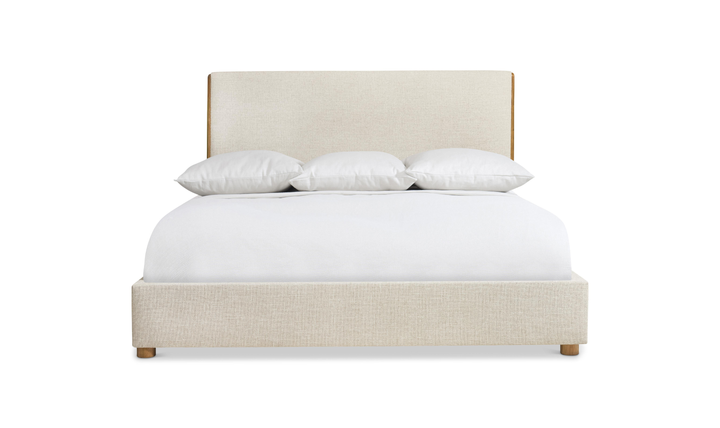 Bernhardt Brasea Upholstered King Panel Bed with Mahogany Wood Frame