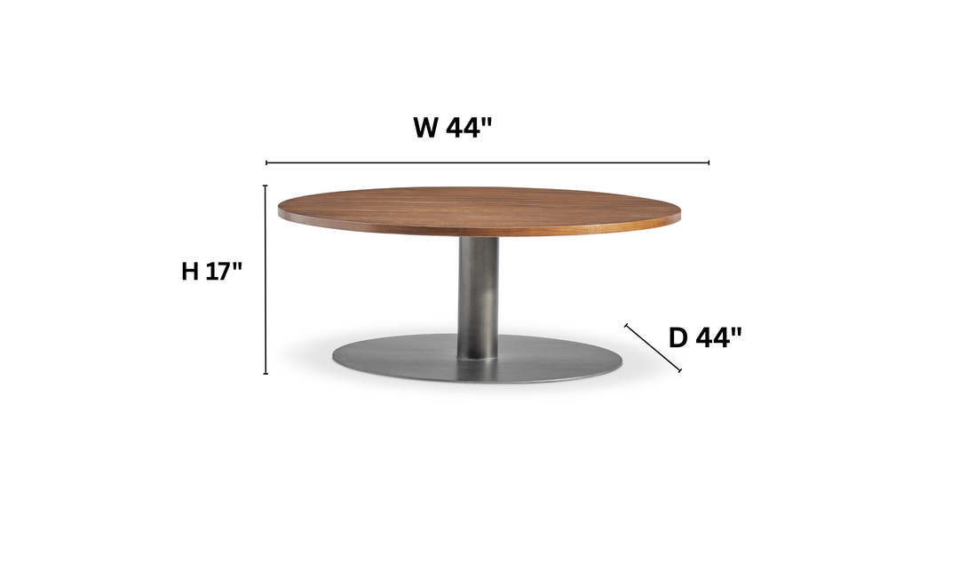 Bernhardt Loft Brasea Wood Cocktail Table With Steel Pedestal Base