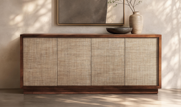 Bernhardt Loft Brasea Wood Credenza With Doors & Adjustable Shelves - Jennifer Furniture