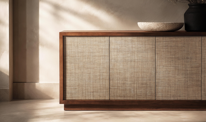 Bernhardt Loft Brasea Wood Credenza With Doors & Adjustable Shelves - Jennifer Furniture