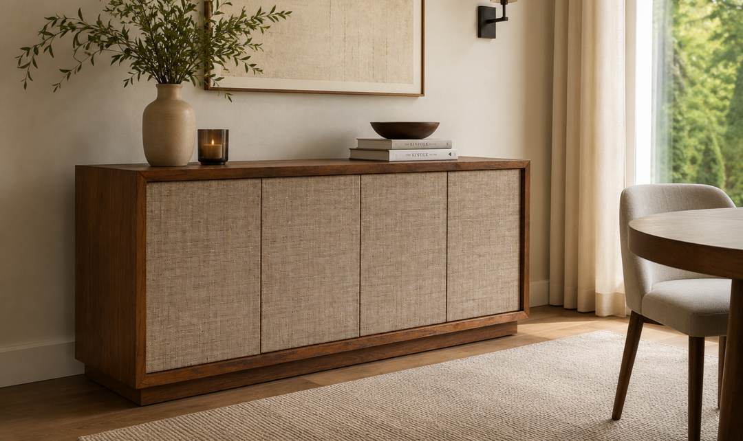 Bernhardt Loft Brasea Wood Credenza With Doors & Adjustable Shelves - Jennifer Furniture