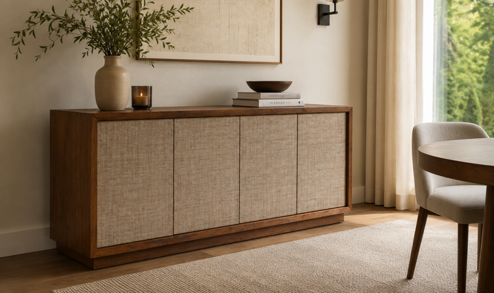 Bernhardt Loft Brasea Wood Credenza With Doors & Adjustable Shelves - Jennifer Furniture