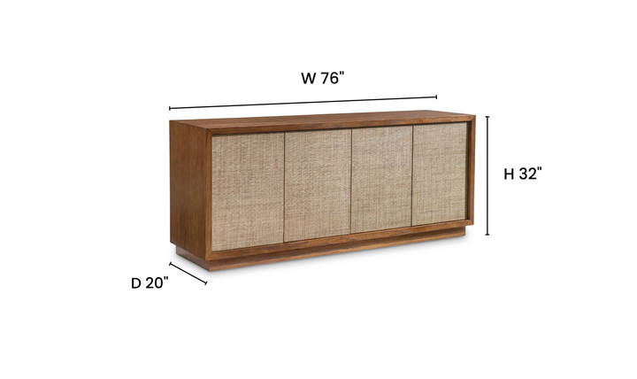 Bernhardt Loft Brasea Wood Credenza With Doors & Adjustable Shelves - Jennifer Furniture