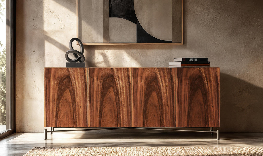 Bernhardt Loft Brasea Wood Credenza With Metal Base-Jennifer