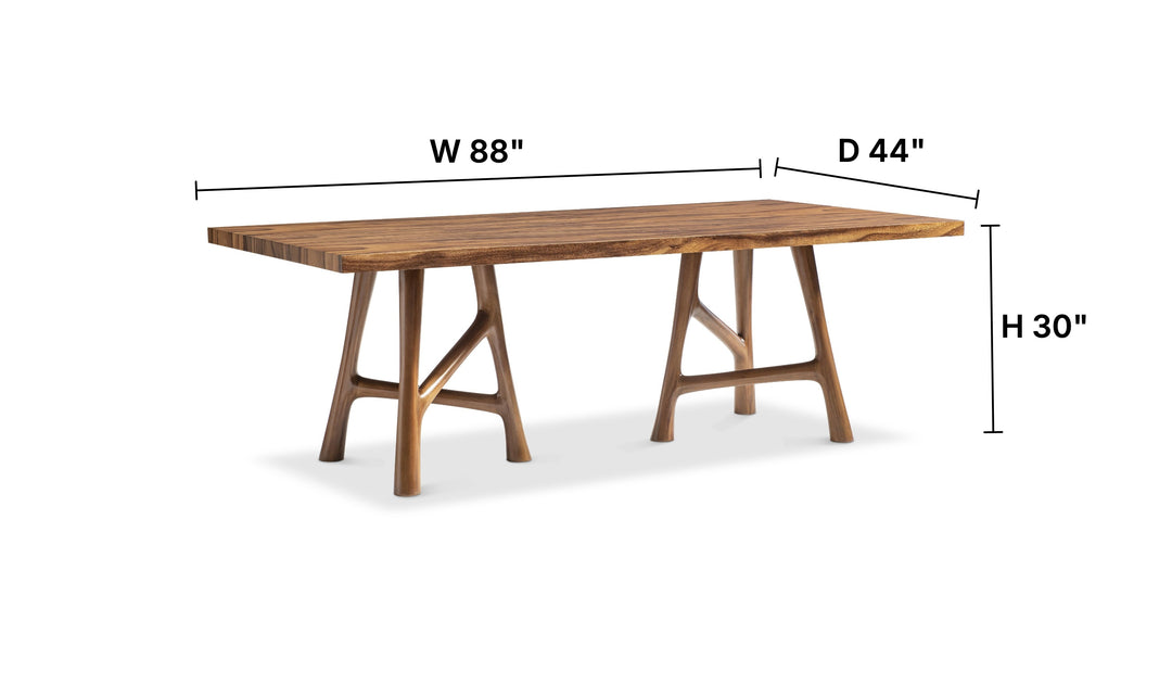 Bernhardt Loft Brasea Wood Dining Table With Offset Stretchers-Jennifer Furniture