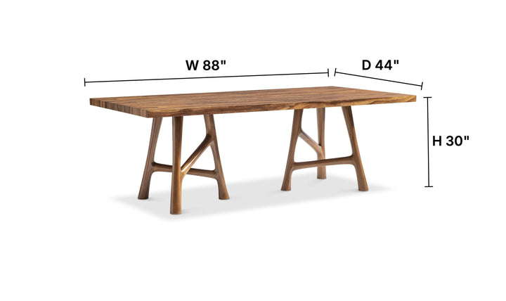 Bernhardt Loft Brasea Wood Dining Table With Offset Stretchers-Jennifer Furniture