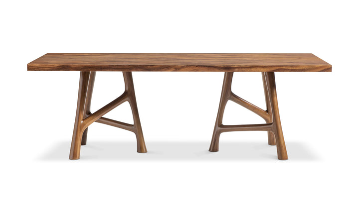 Bernhardt Loft Brasea Wood Dining Table With Offset Stretchers-Jennifer Furniture
