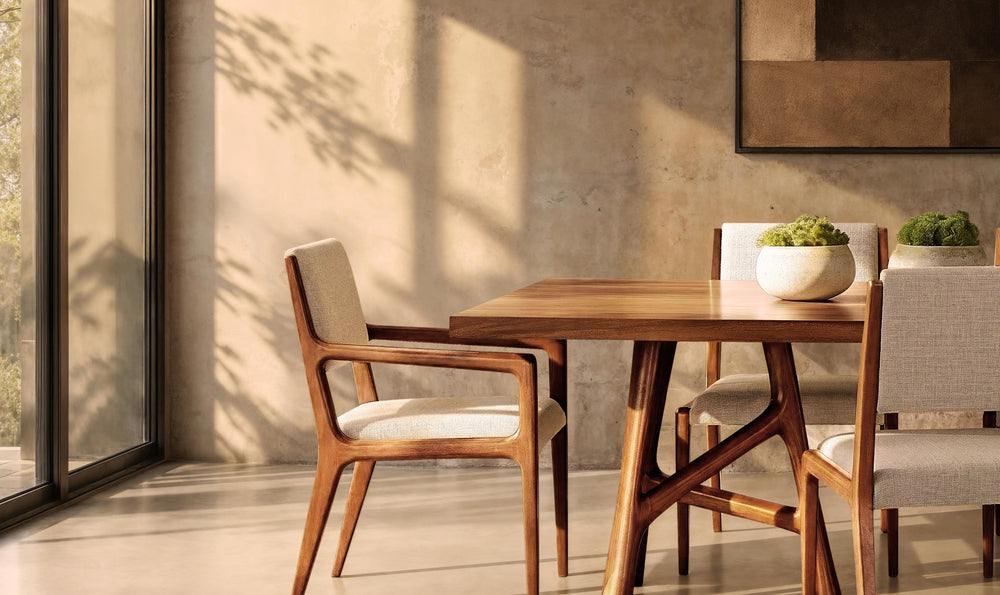 Bernhardt Loft Brasea Wood Dining Table With Offset Stretchers-Jennifer Furniture