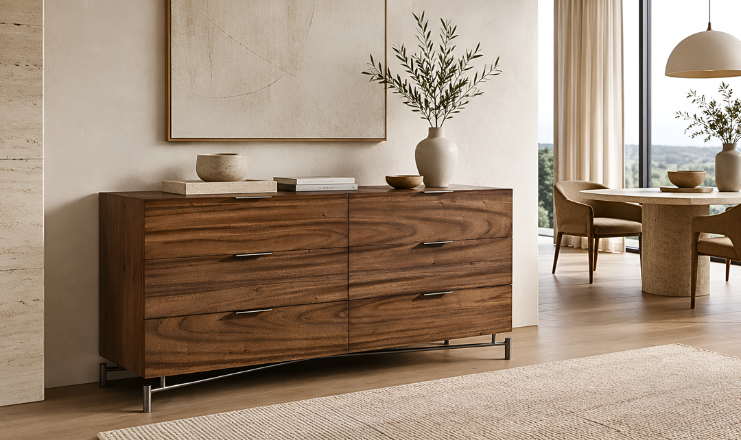 Bernhardt Loft Brasea Wood Dresser With Six Pull Open Drawers-Jennifer Furniture