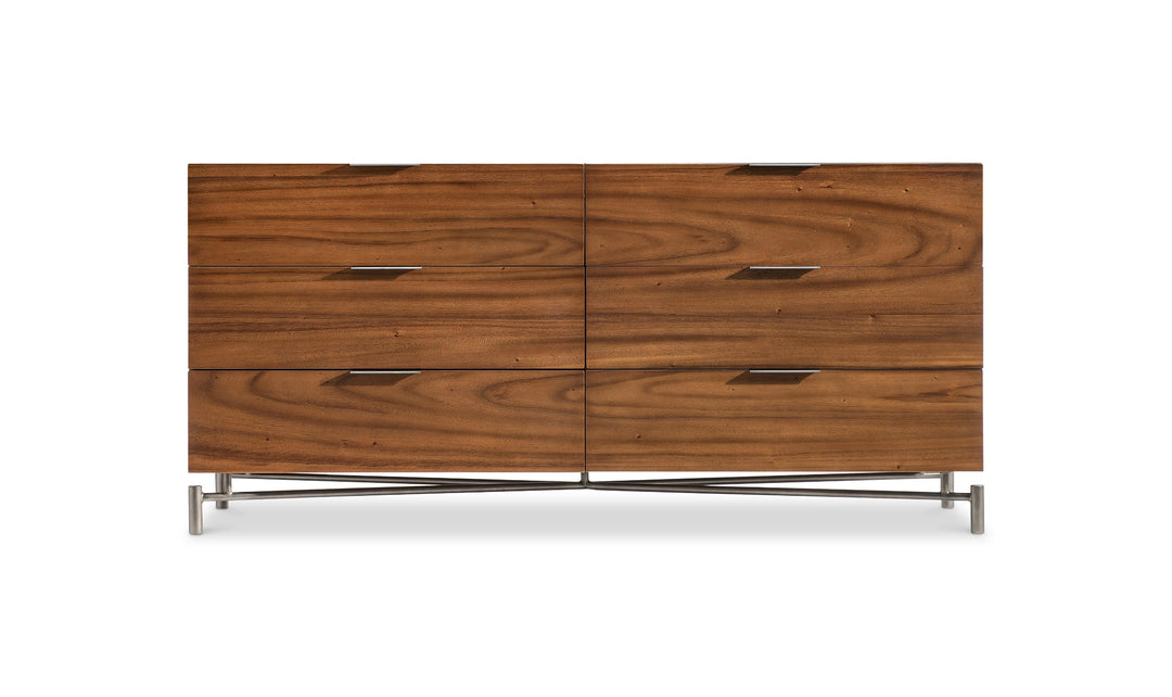 Bernhardt Loft Brasea Wood Dresser With Six Pull Open Drawers-Jennifer Furniture
