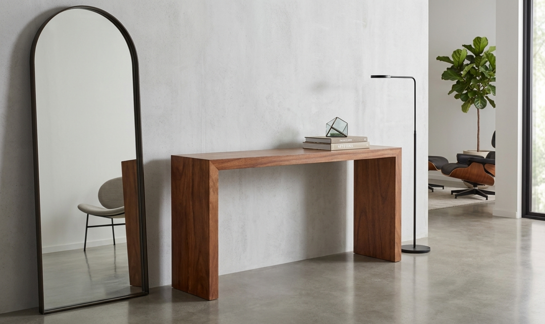 Bernhardt Loft Brasea Wood Monolithic Console Table-Jennifer