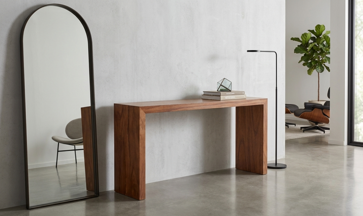 Bernhardt Loft Brasea Wood Monolithic Console Table-Jennifer