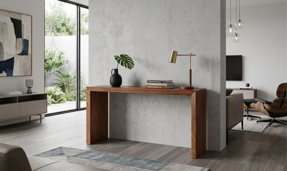 Bernhardt Loft Brasea Wood Monolithic Console Table-Jennifer