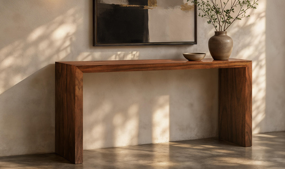 Bernhardt Loft Brasea Wood Monolithic Console Table-Jennifer