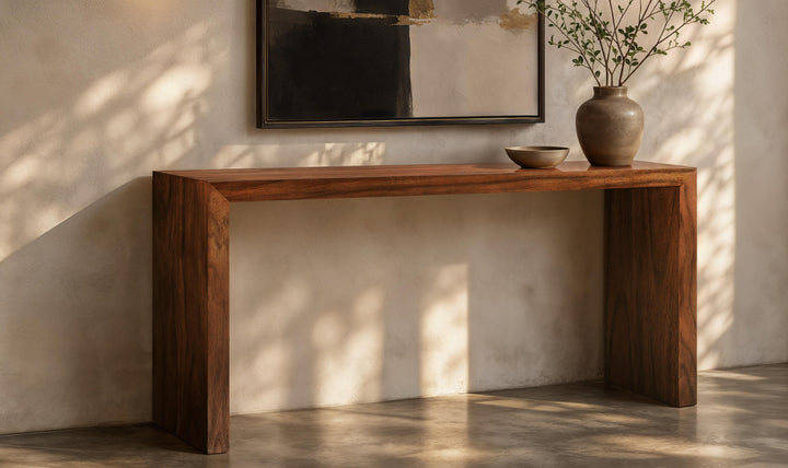 Bernhardt Loft Brasea Wood Monolithic Console Table-Jennifer