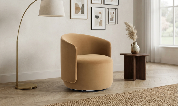 Bernhardt Loft Crosby Fabric Swivel Chair with Shelter Arms