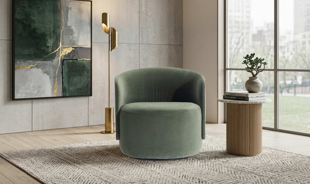 Bernhardt Loft Crosby Fabric Swivel Chair with Shelter Arms