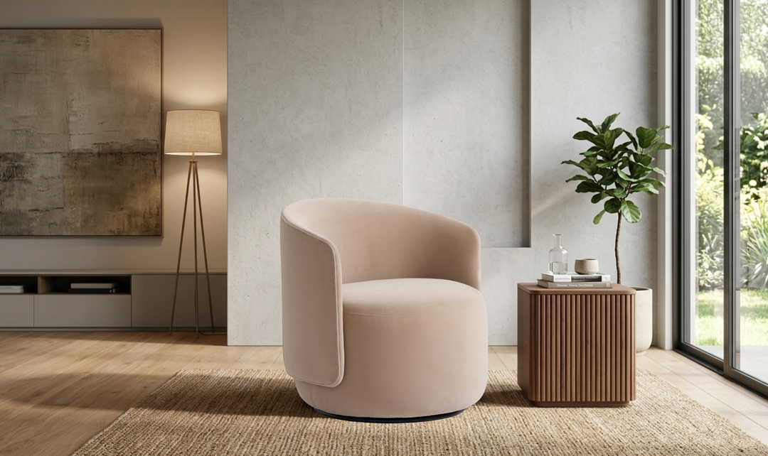 Bernhardt Loft Crosby Fabric Swivel Chair with Shelter Arms