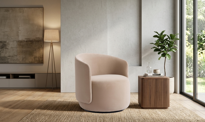 Bernhardt Loft Crosby Fabric Swivel Chair with Shelter Arms
