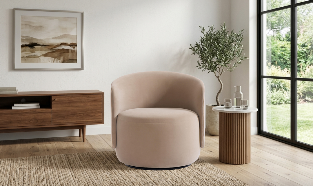 Bernhardt Loft Crosby Fabric Swivel Chair with Shelter Arms