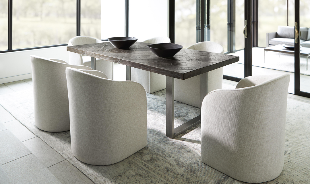 Bernhardt Loft Draper Rustic Style Dining Table With Adjustable Glides - Jennifer Furniture